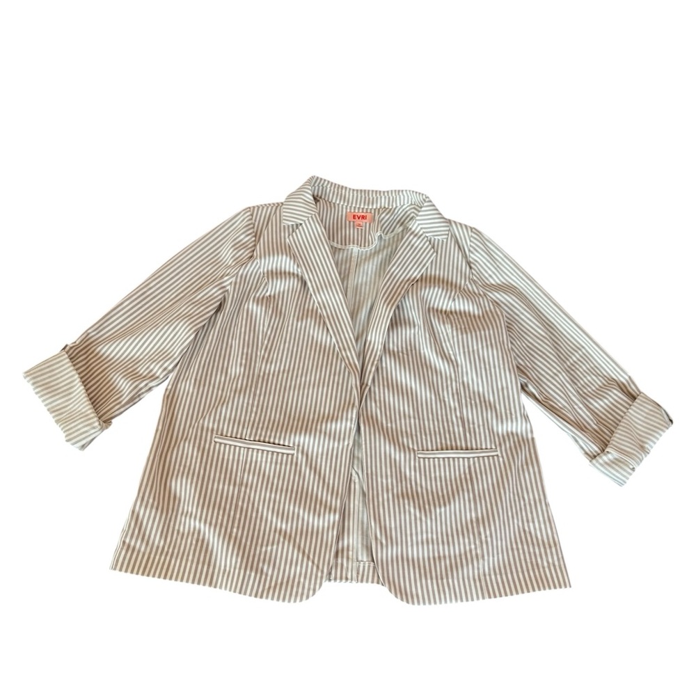 Evri Striped Women's Blazer Open Dressy Blazer Jacket SZ 1X Office Casual Career